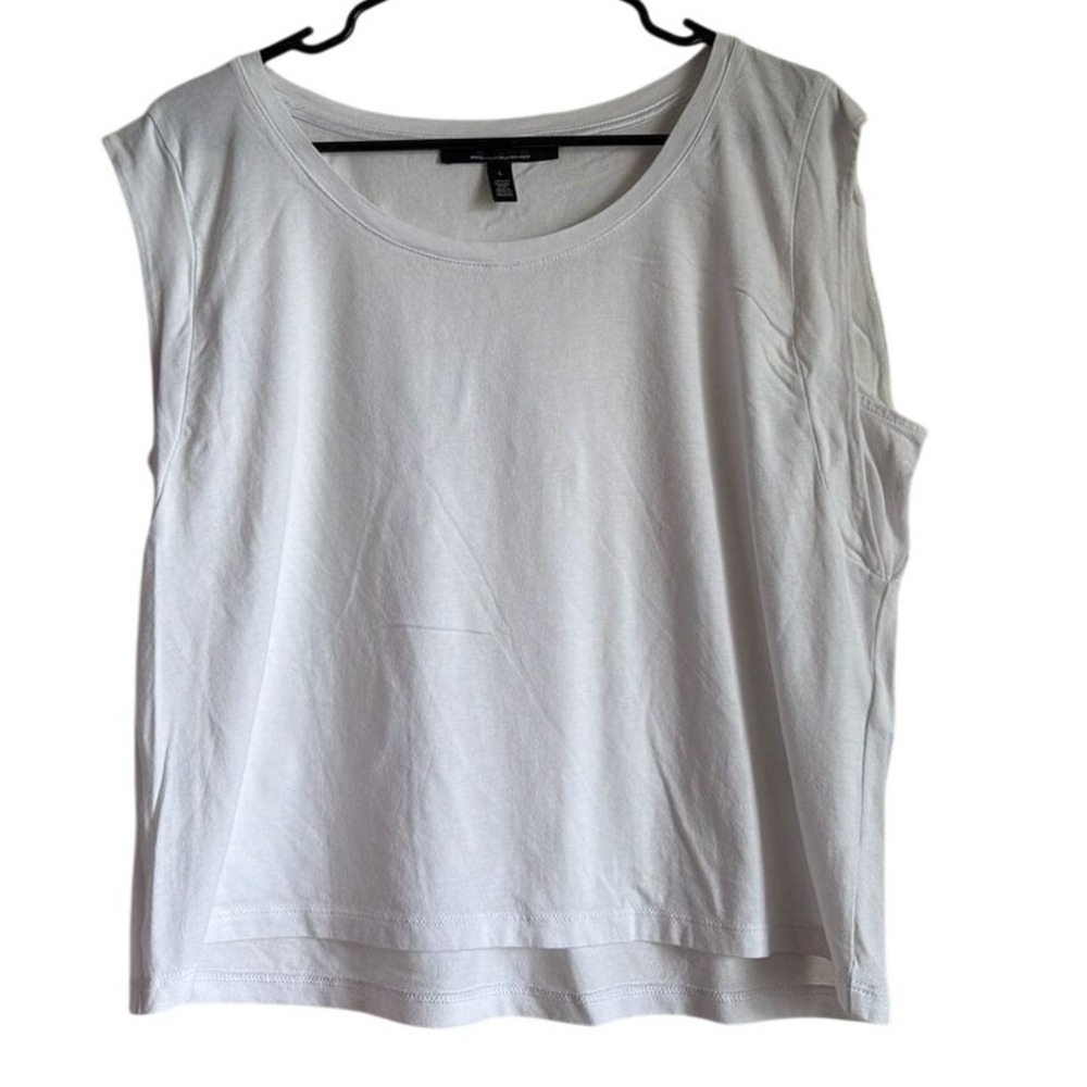 White House Black‎ Market WHBM Womens White Short Sleeve Crew Neck T-Shirt Large